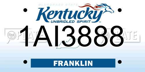 1AI3888 Kentucky License Plate