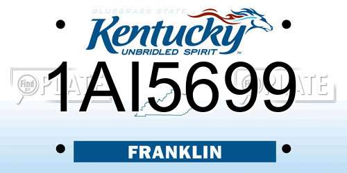 1AI5699 Kentucky License Plate
