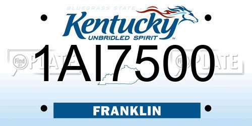 1AI7500 Kentucky License Plate
