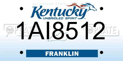 1AI8512 Kentucky License Plate
