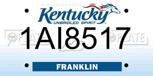 1AI8517 Kentucky License Plate