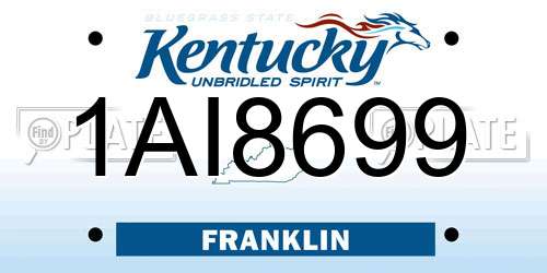 1AI8699 Kentucky License Plate