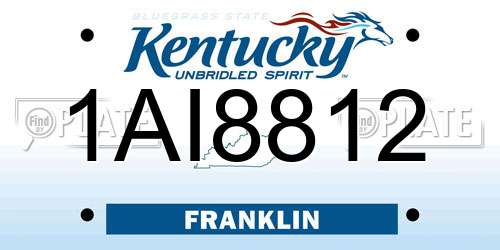 1AI8812 Kentucky License Plate