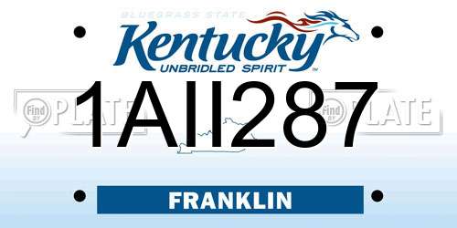 1AII287 Kentucky License Plate