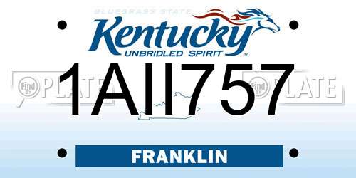 1AII757 Kentucky License Plate