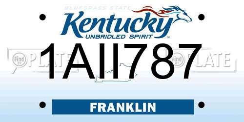 1AII787 Kentucky License Plate