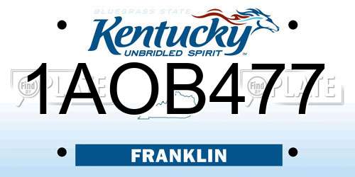 1AOB477 Kentucky License Plate