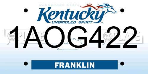 1AOG422 Kentucky License Plate