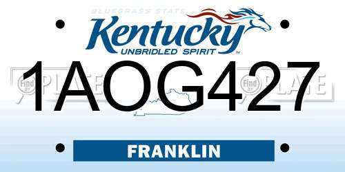 1AOG427 Kentucky License Plate