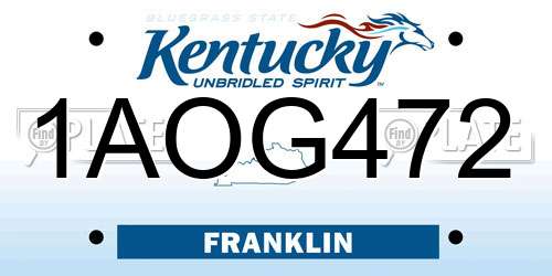 1AOG472 Kentucky License Plate