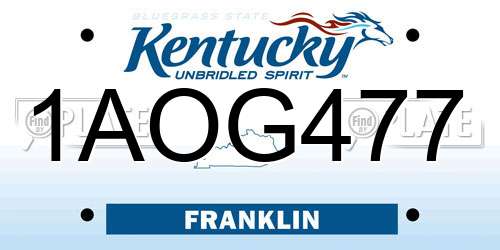 1AOG477 Kentucky License Plate