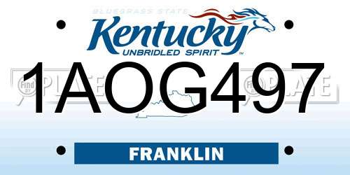 1AOG497 Kentucky License Plate