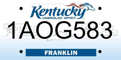 1AOG583 Kentucky License Plate