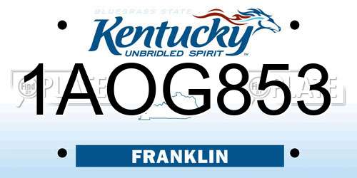 1AOG853 Kentucky License Plate