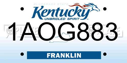 1AOG883 Kentucky License Plate