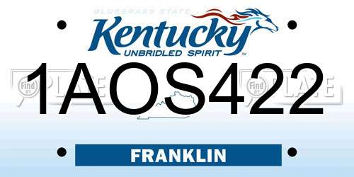 1AOS422 Kentucky License Plate