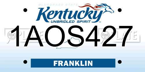 1AOS427 Kentucky License Plate