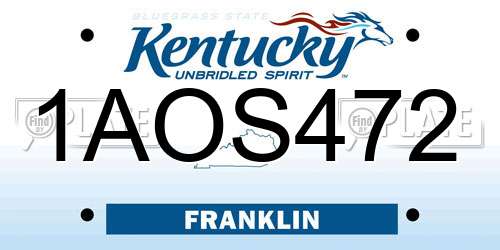 1AOS472 Kentucky License Plate