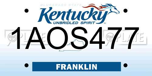 1AOS477 Kentucky License Plate