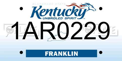 1AR0229 Kentucky License Plate