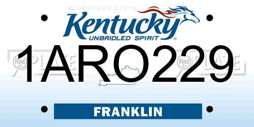 1ARO229 Kentucky License Plate
