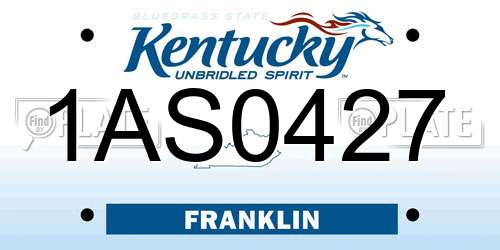 1AS0427 Kentucky License Plate