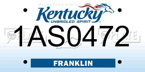 1AS0472 Kentucky License Plate