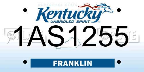 1AS1255 Kentucky License Plate