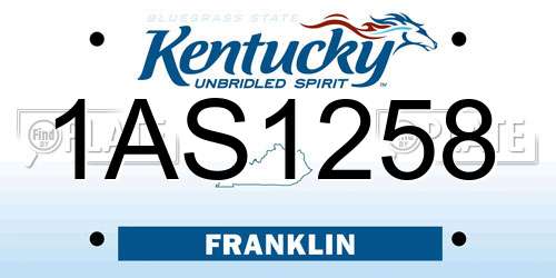 1AS1258 Kentucky License Plate