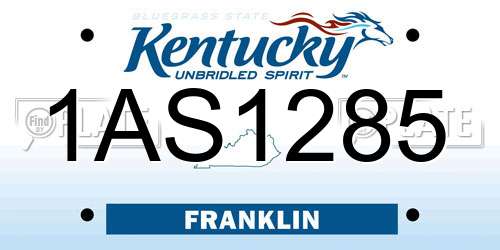 1AS1285 Kentucky License Plate