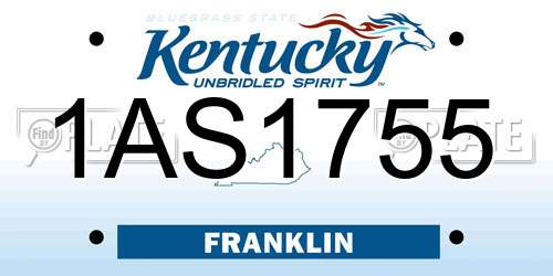 1AS1755 Kentucky License Plate
