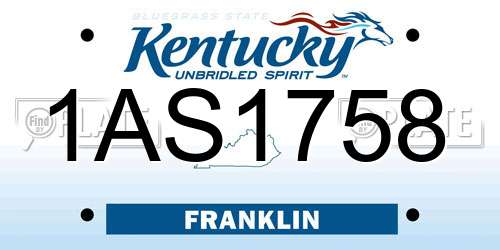 1AS1758 Kentucky License Plate