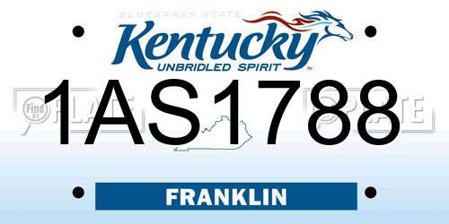 1AS1788 Kentucky License Plate