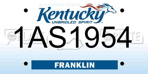 1AS1954 Kentucky License Plate