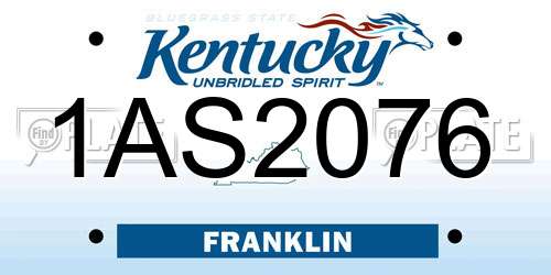 1AS2076 Kentucky License Plate