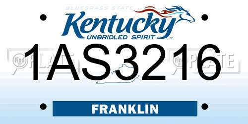 1AS3216 Kentucky License Plate