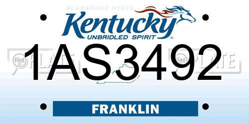 1AS3492 Kentucky License Plate