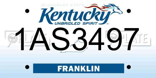 1AS3497 Kentucky License Plate
