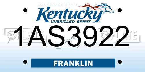 1AS3922 Kentucky License Plate