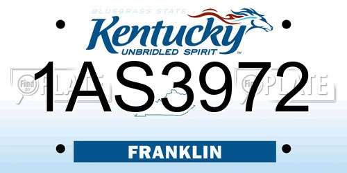 1AS3972 Kentucky License Plate
