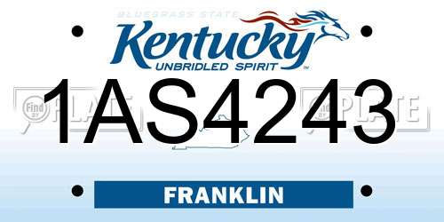 1AS4243 Kentucky License Plate
