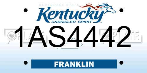 1AS4442 Kentucky License Plate