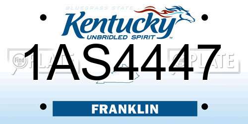 1AS4447 Kentucky License Plate