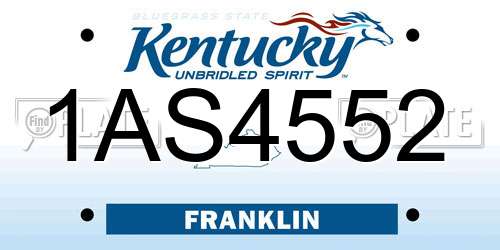 1AS4552 Kentucky License Plate