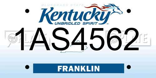 1AS4562 Kentucky License Plate