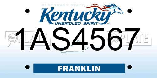 1AS4567 Kentucky License Plate