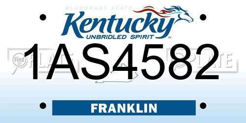 1AS4582 Kentucky License Plate