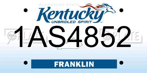 1AS4852 Kentucky License Plate