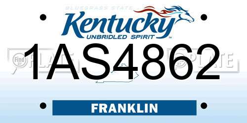 1AS4862 Kentucky License Plate