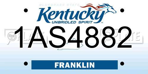 1AS4882 Kentucky License Plate